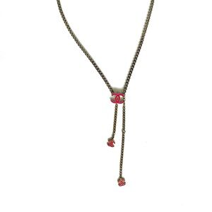 CHANEL Silver Chain Belt with Pink enamel CC Accents